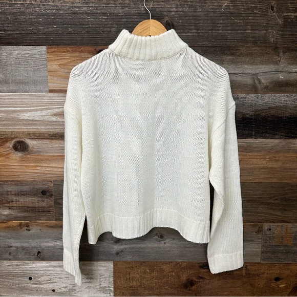 Tommy Hilfiger Cream Crop Knit Pull Over Sweater Sz Large Mock Turtleneck 90’s - Picture 6 of 10